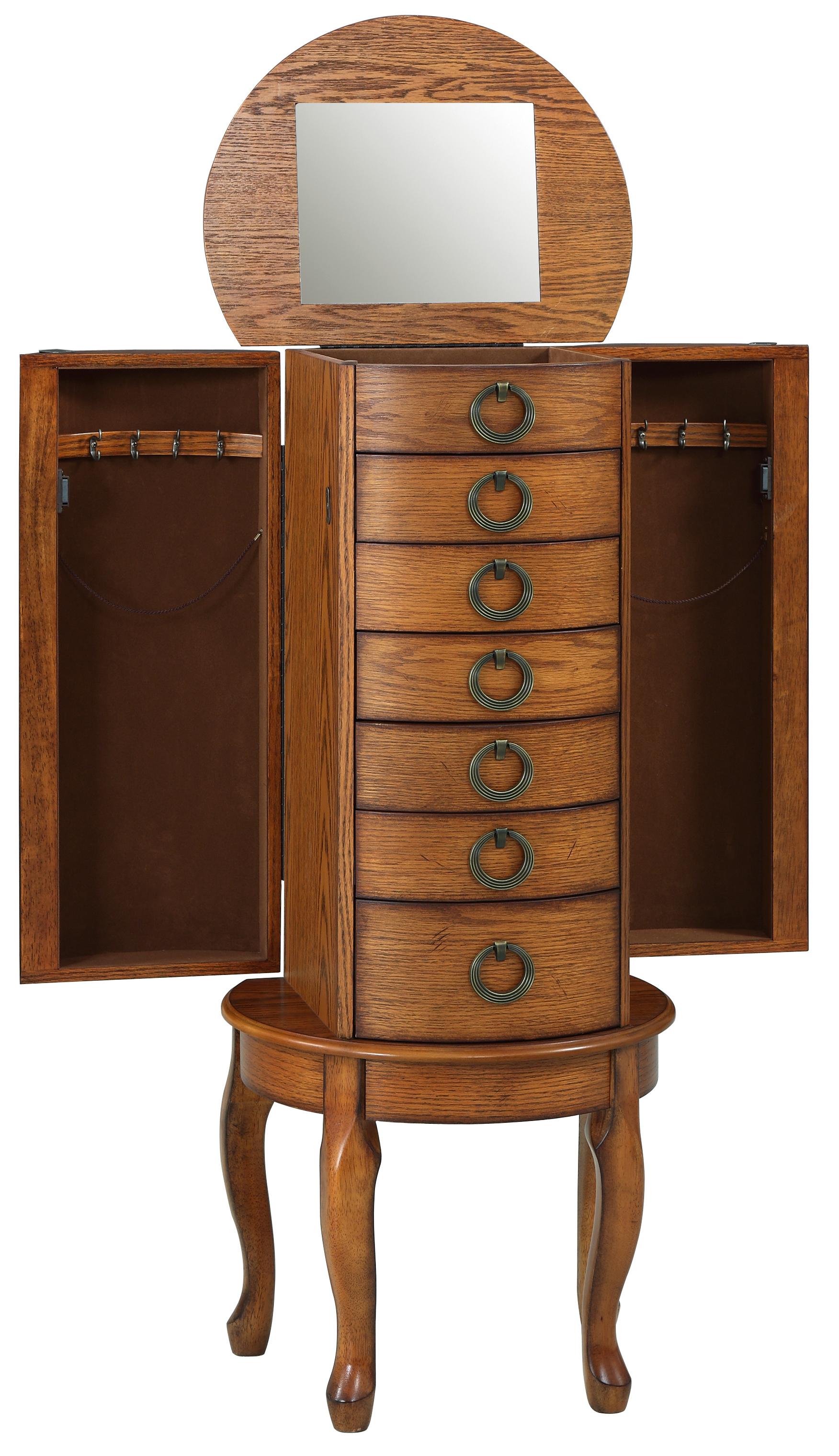 Powell Jewelry Armoire Burnished Oak Jewelry Armoire with 6 Drawers
